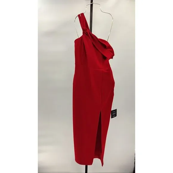 Lulu's Red Off-the-Shoulder Slit Midi Dress - Picture 2 of 3